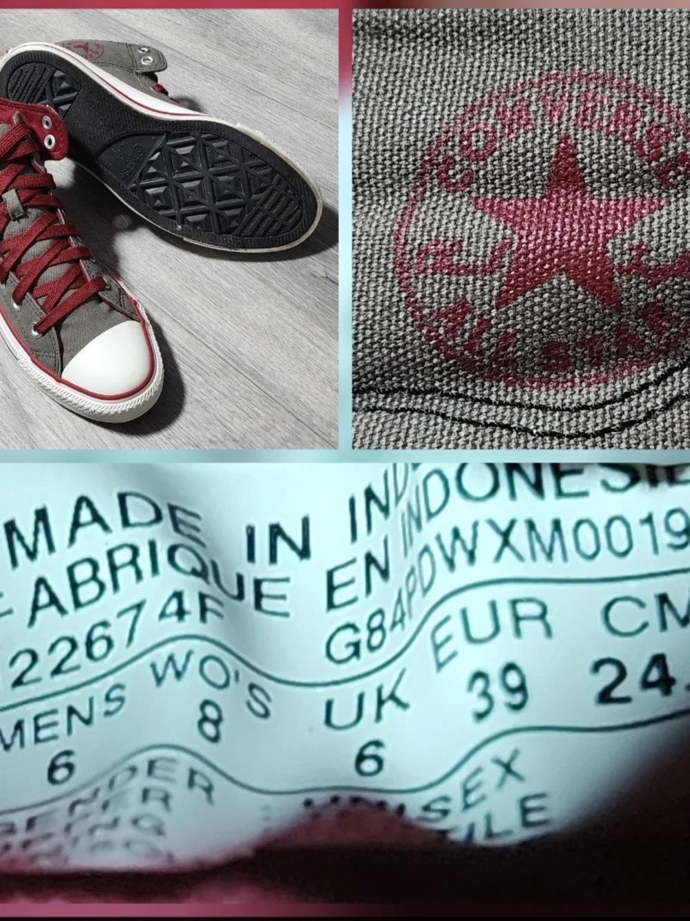 Converse Chuck Taylor High Street Mid Top Sneakers Burgundy Womens Size 8 Mens 6